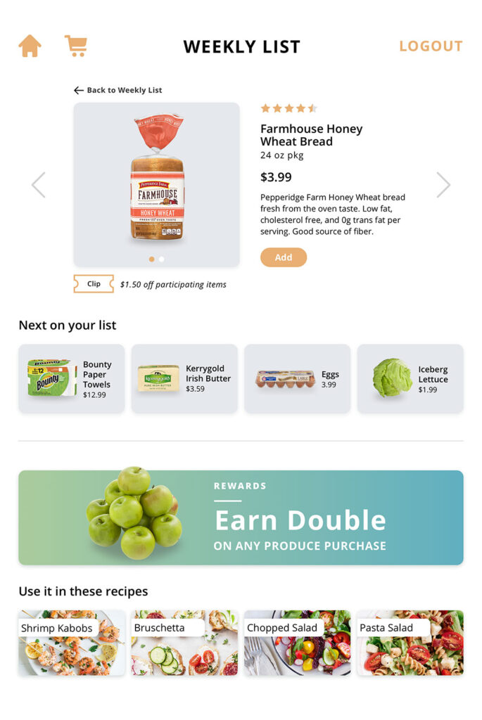 A product detail page for the grocery design